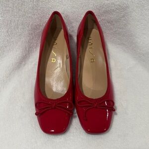 Unisa Red Patent Leather Flats with Bow